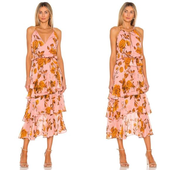 Karina Grimaldi Cassandra Print Maxi Dress in Peach Dalia - Picture 1 of 4